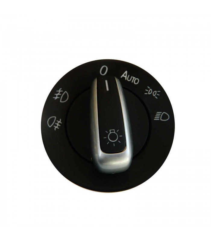 VDP190 Chrome Headlight Control Switch Knob With Auto For VW Seat Skoda: 3C8 941 431 A 
